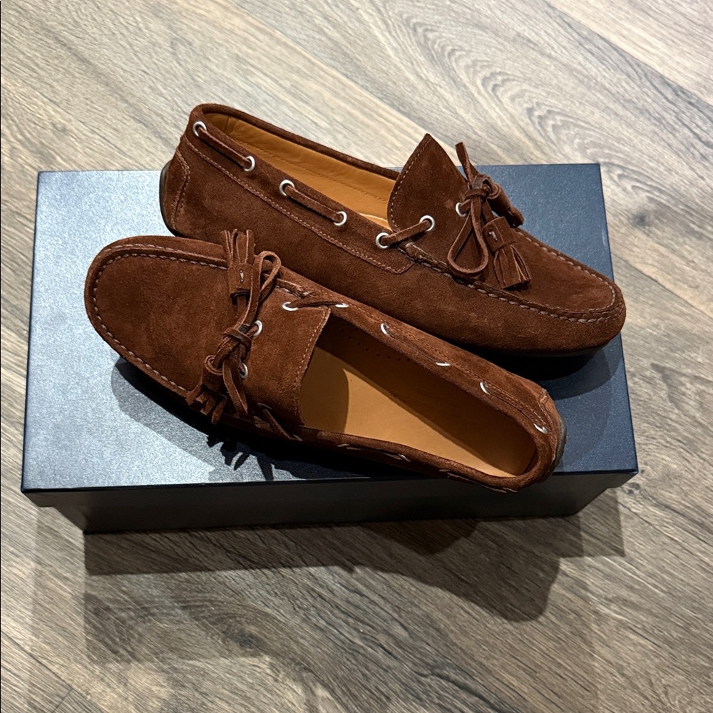 Brand new Ralph Lauren Harold Tassel Snuff Calf Suede Loafers w Box & dust bags
